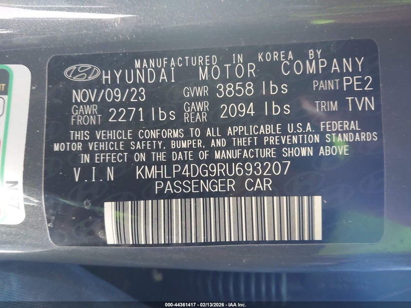 2024 Hyundai Elantra VIN KMHLP4DG9RU693207 IAAI salvage auction — SIDE, Salvage Title, sold $4,800 on 2026-07-22 (photo 9)