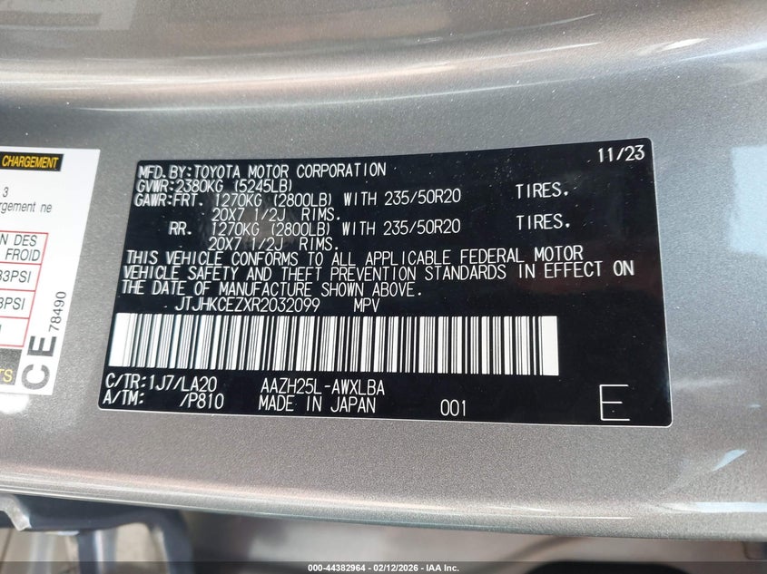 2024 Lexus Nx 350h VIN JTJHKCEZXR2032099 IAAI salvage auction — RIGHT SIDE, Salvage (Hawaii), sold $3,225 on 2026-07-21 (photo 9)