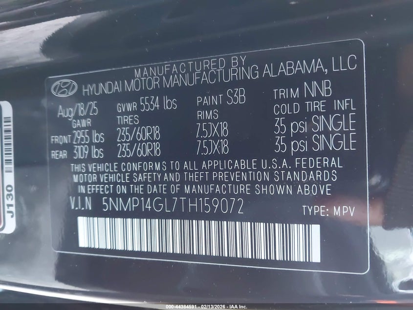 2026 Hyundai Santa fe VIN 5NMP14GL7TH159072 IAAI salvage auction — RIGHT SIDE, Clear (Oklahoma), sold $9,200 on 2026-07-28 (photo 9)