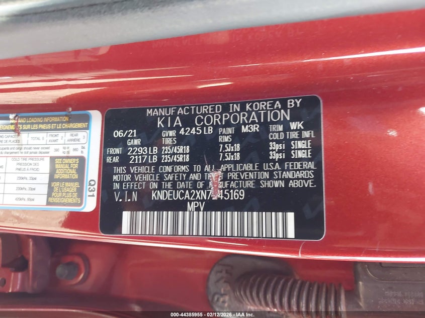 2022 Kia Seltos VIN KNDEUCA2XN7245169 IAAI salvage auction — REAR END, Salvage (Hawaii), sold $25 on 2026-07-28 (photo 9)