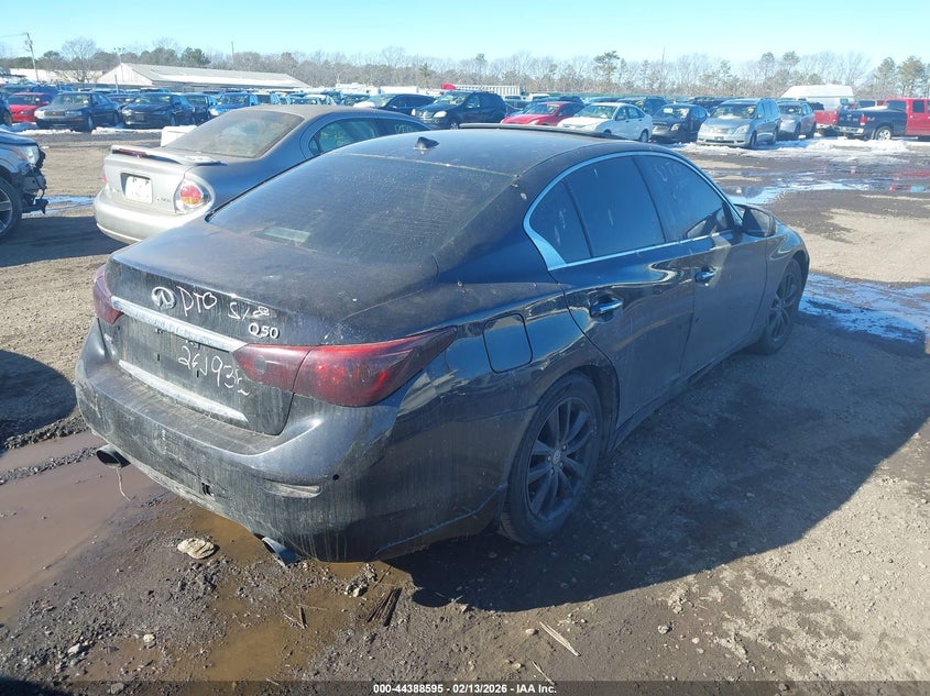 2014 Infiniti Q50 VIN JN1BV7AR3EM700193 IAAI salvage auction — ALL OVER, Salvage Title, sold $50 on 2026-07-28 (photo 4)