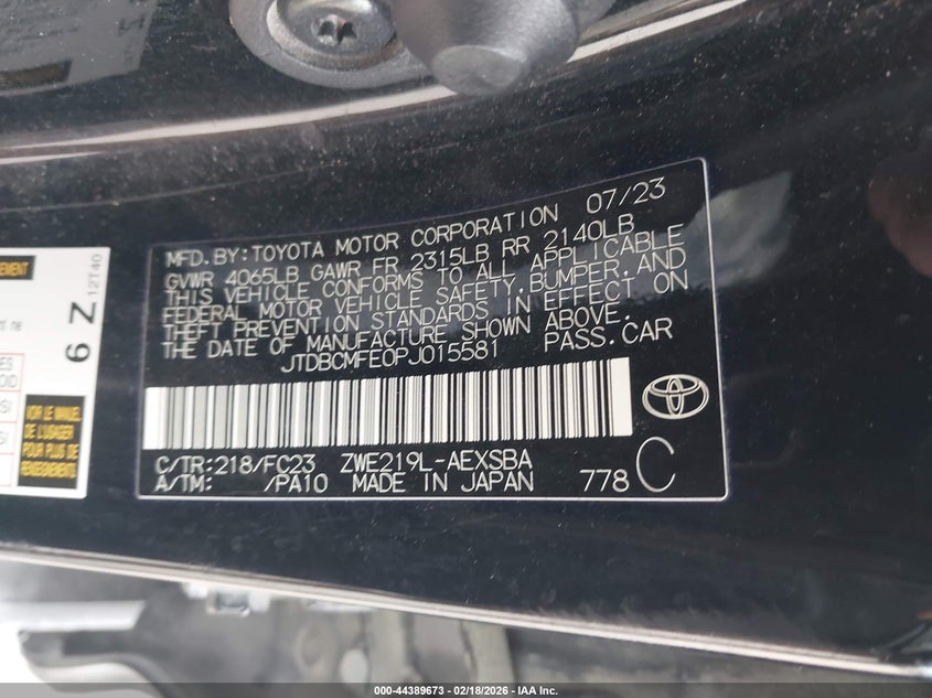 2023 Toyota Corolla VIN JTDBCMFE0PJ015581 IAAI salvage auction — FRONT END, Salvage (Nebraska), sold $3,200 on 2026-07-28 (photo 9)