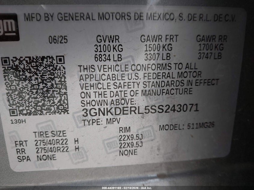 2025 Chevrolet Blazer ev VIN 3GNKDERL5SS243071 IAAI salvage auction — LEFT & RIGHT, Salvage Title, sold $17,000 on 2026-07-17 (photo 9)