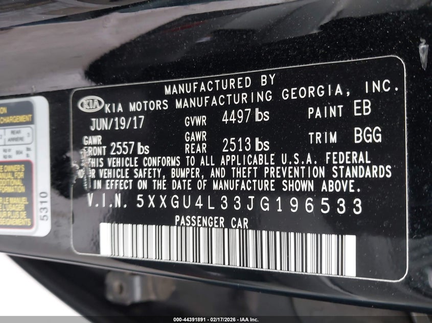2018 Kia Optima VIN 5XXGU4L33JG196533 IAAI salvage auction — REAR END, Salvage (New Jersey), sold $1,600 on 2026-07-06 (photo 9)