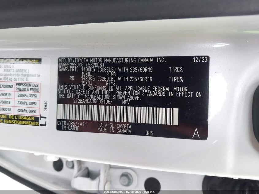 2024 Lexus Rx 350 VIN 2T2BAMCA3RC054067 IAAI salvage auction — FRONT END, Salvage (New Jersey), sold $15,200 on 2026-07-27 (photo 9)