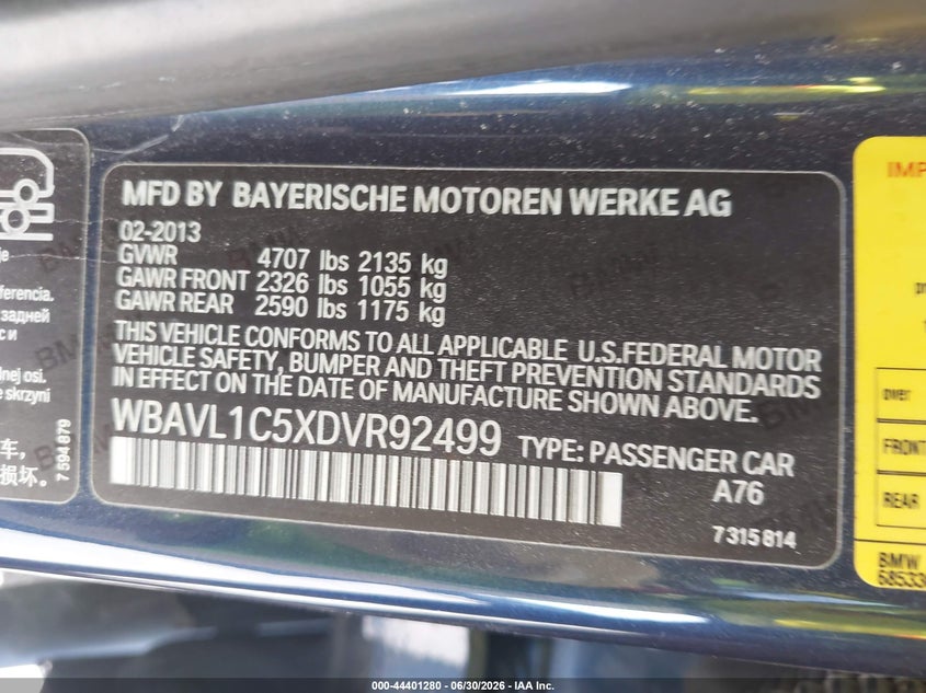 2013 BMW X1 VIN WBAVL1C5XDVR92499 IAAI salvage auction — RIGHT SIDE, Salvage (Texas), sold $375 on 2026-07-14 (photo 9)