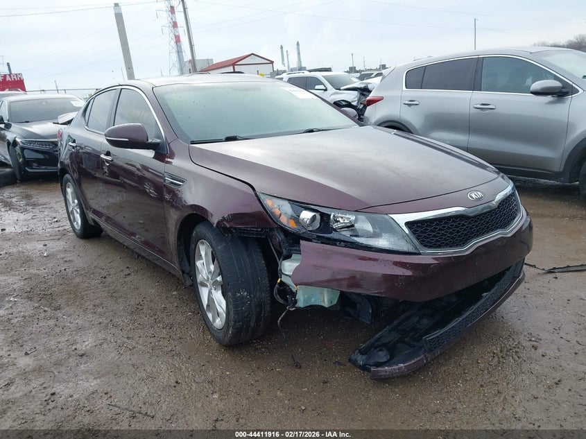2013 Kia Optima VIN 5XXGN4A76DG134695 IAAI salvage auction — FRONT & REAR, Clear (Indiana), sold $800 on 2026-07-15 (photo 1)
