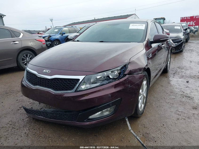 2013 Kia Optima VIN 5XXGN4A76DG134695 IAAI salvage auction — FRONT & REAR, Clear (Indiana), sold $800 on 2026-07-15 (photo 2)