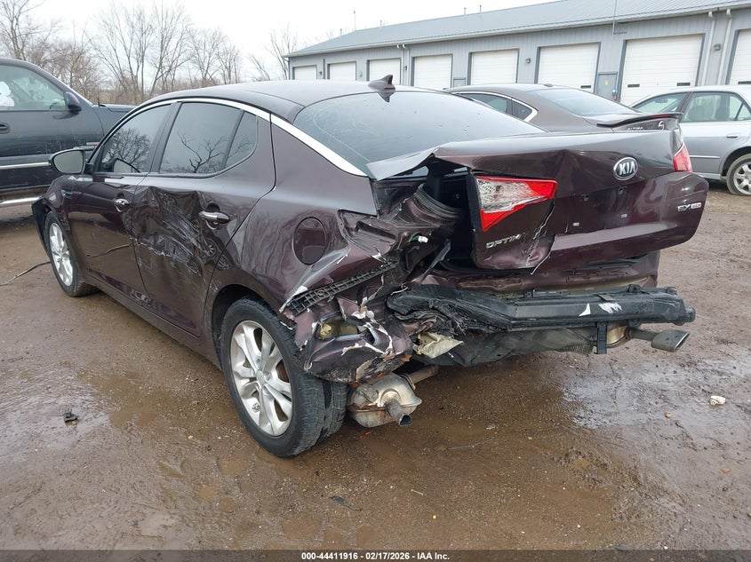 2013 Kia Optima VIN 5XXGN4A76DG134695 IAAI salvage auction — FRONT & REAR, Clear (Indiana), sold $800 on 2026-07-15 (photo 3)