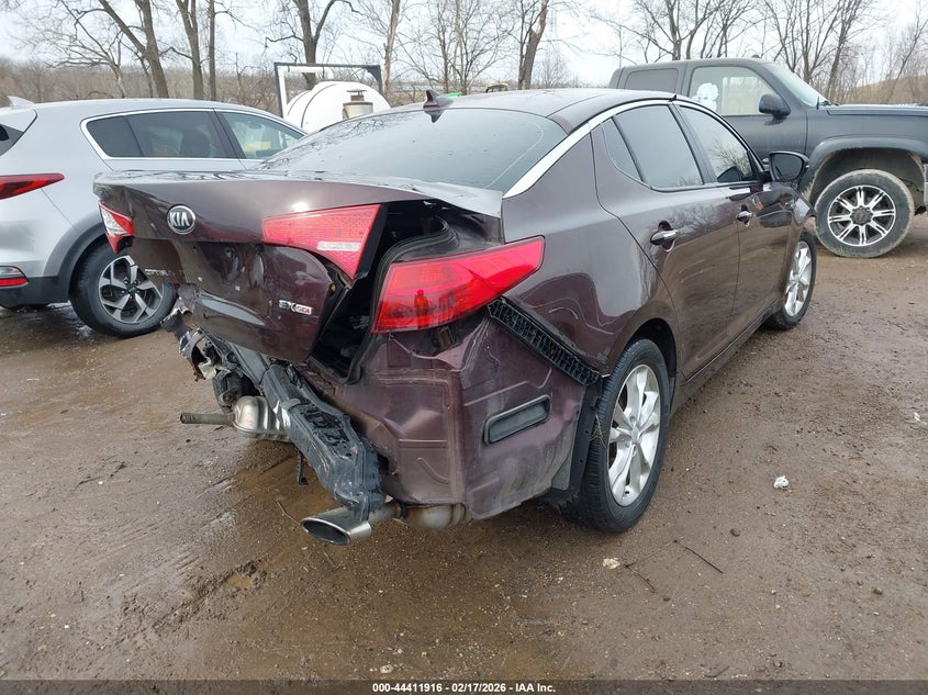 2013 Kia Optima VIN 5XXGN4A76DG134695 IAAI salvage auction — FRONT & REAR, Clear (Indiana), sold $800 on 2026-07-15 (photo 4)