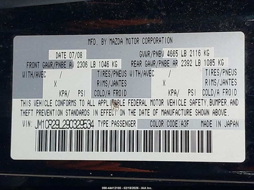 2009 Mazda 5 VIN JM1CR29L290329534 IAAI salvage auction — REAR END, Salvage (Oregon), sold $375 on 2026-07-31 (photo 9)