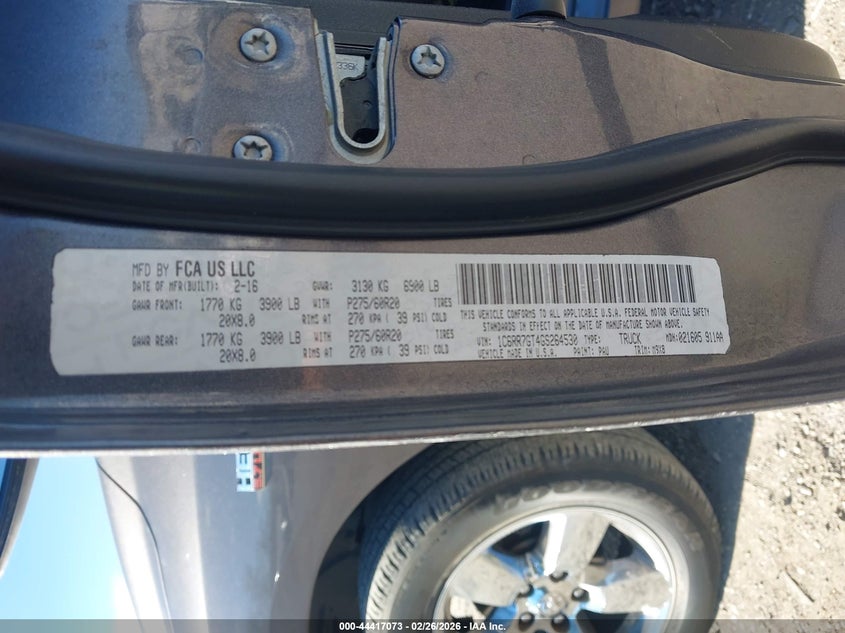 2016 Ram 1500 VIN 1C6RR7GT4GS264530 IAAI salvage auction — LEFT REAR, Other, sold $3,750 on 2026-07-22 (photo 9)