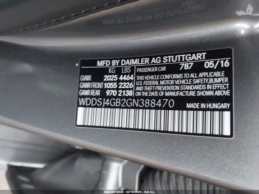 2016 Mercedes-benz Cla-klasse VIN WDDSJ4GB2GN388470 IAAI salvage auction — FRONT END, Salvage Title, sold $2,650 on 2026-08-09 (photo 9)