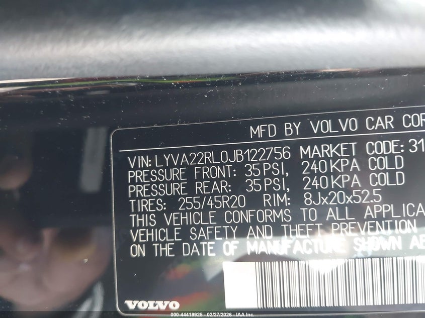 2018 Volvo Xc60 VIN LYVA22RL0JB122756 IAAI salvage auction — SIDE, Salvage Title, sold $5,900 on 2026-07-20 (photo 9)