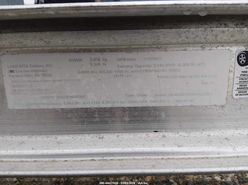 2017 Other Other VIN 5A4RS3T27H2006817 IAAI salvage auction — REAR END, Salvage - Greater Than 75% (Maryland), sold $25 on 2026-09-28 (photo 9)