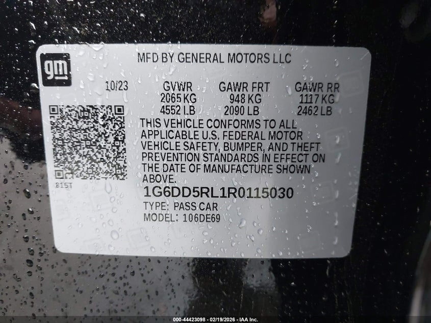 2024 Cadillac Ct4-v VIN 1G6DD5RL1R0115030 IAAI salvage auction — THEFT, Salvage Title, sold $12,500 on 2026-08-10 (photo 9)