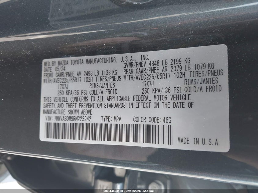 2024 Mazda Cx-50 VIN 7MMVABDM9RN223942 IAAI salvage auction — REAR END, Salvage (Hawaii), sold $7,500 on 2026-08-25 (photo 9)