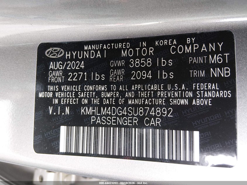 2025 Hyundai Elantra VIN KMHLM4DG4SU874892 IAAI salvage auction — FRONT END, Salvage (New Jersey), sold $6,550 on 2026-07-20 (photo 9)