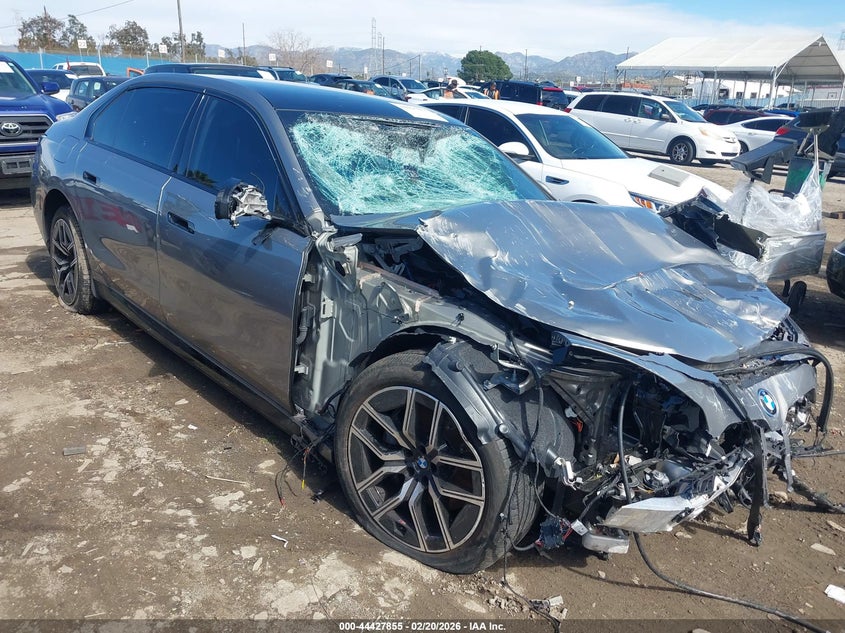 2024 BMW I7 VIN WBY53EJ0XRCP46331 IAAI salvage auction — Front End, Salvage (California), sold $19,150 on 2026-04-23 (photo 1)