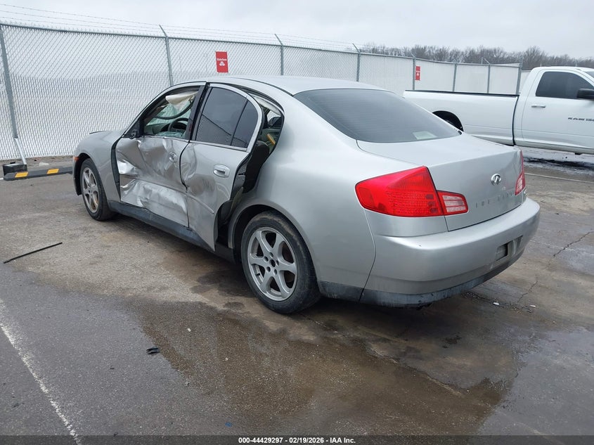 2003 Infiniti G VIN JNKCV51E63M310137 IAAI salvage auction — LEFT SIDE, Clear (Indiana), sold $275 on 2026-07-23 (photo 3)