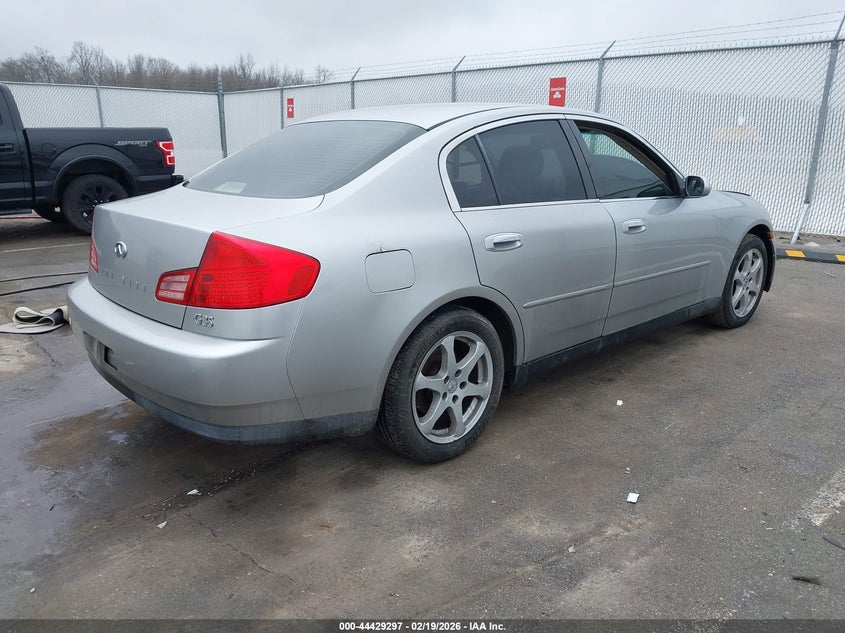 2003 Infiniti G VIN JNKCV51E63M310137 IAAI salvage auction — LEFT SIDE, Clear (Indiana), sold $275 on 2026-07-23 (photo 4)