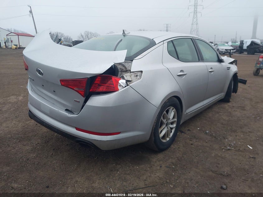 2011 Kia Optima VIN KNAGM4A76B5052029 IAAI salvage auction — FRONT & REAR, Clear (Indiana), sold $350 on 2026-07-22 (photo 4)