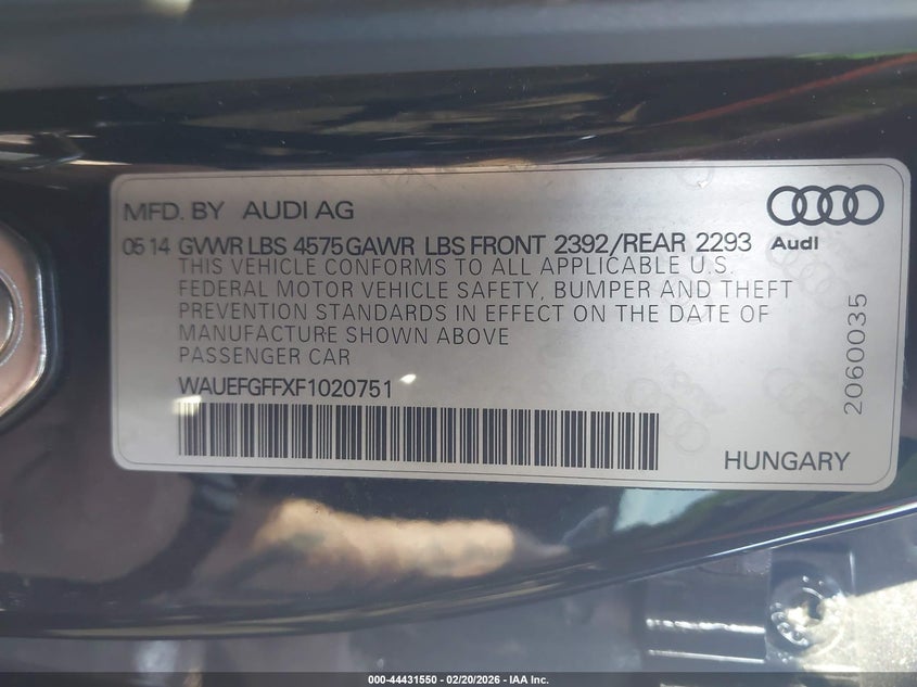 2015 Audi A3 VIN WAUEFGFFXF1020751 IAAI salvage auction — FRONT END, Salvage Title, sold $375 on 2026-07-30 (photo 9)
