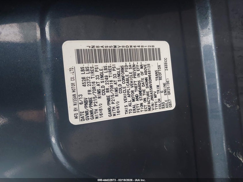 2013 Nissan Rogue VIN JN8AS5MV8DW648128 IAAI salvage auction — RIGHT FRONT, Salvage Title, sold $425 on 2026-07-07 (photo 9)