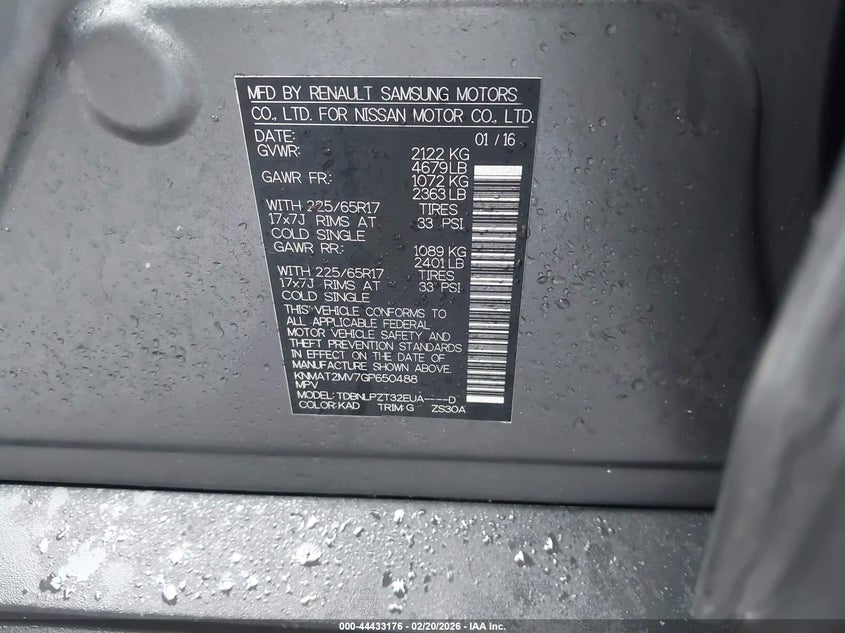 2016 Nissan Rogue VIN KNMAT2MV7GP650488 IAAI salvage auction — FRONT END, Salvage Title, sold $600 on 2026-07-14 (photo 9)