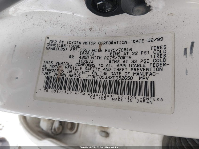 1999 Toyota Land cruiser VIN JT3HT05J8X0052650 IAAI salvage auction — FRONT END, Salvage (Colorado), sold $1,600 on 2026-07-31 (photo 9)