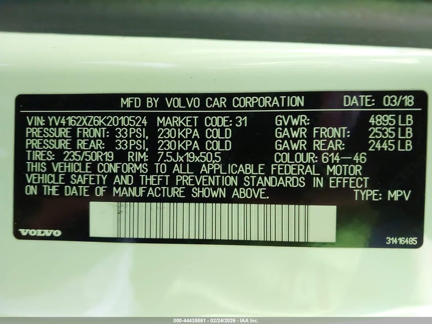 2019 Volvo Xc40 VIN YV4162XZ6K2010524 IAAI salvage auction — FRONT END, Salvage (Kentucky), sold $2,200 on 2026-07-18 (photo 9)