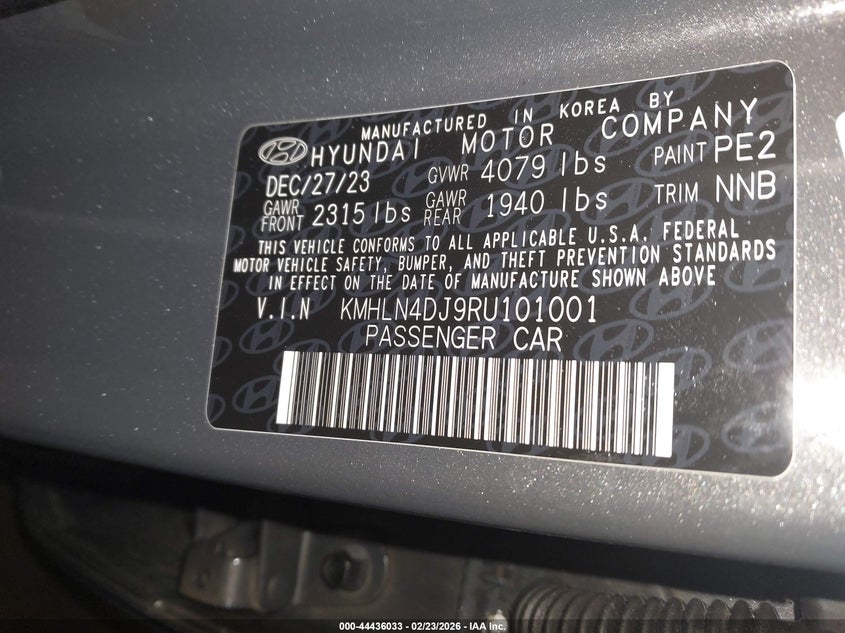 2024 Hyundai Elantra VIN KMHLN4DJ9RU101001 IAAI salvage auction — LEFT SIDE, Salvage Title, sold $10,300 on 2026-07-14 (photo 9)
