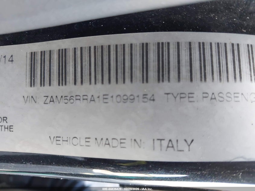 2014 Maserati Quattroporte VIN ZAM56RRA1E1099154 IAAI salvage auction — FRONT END, Salvage Title, sold $1,550 on 2026-07-29 (photo 9)