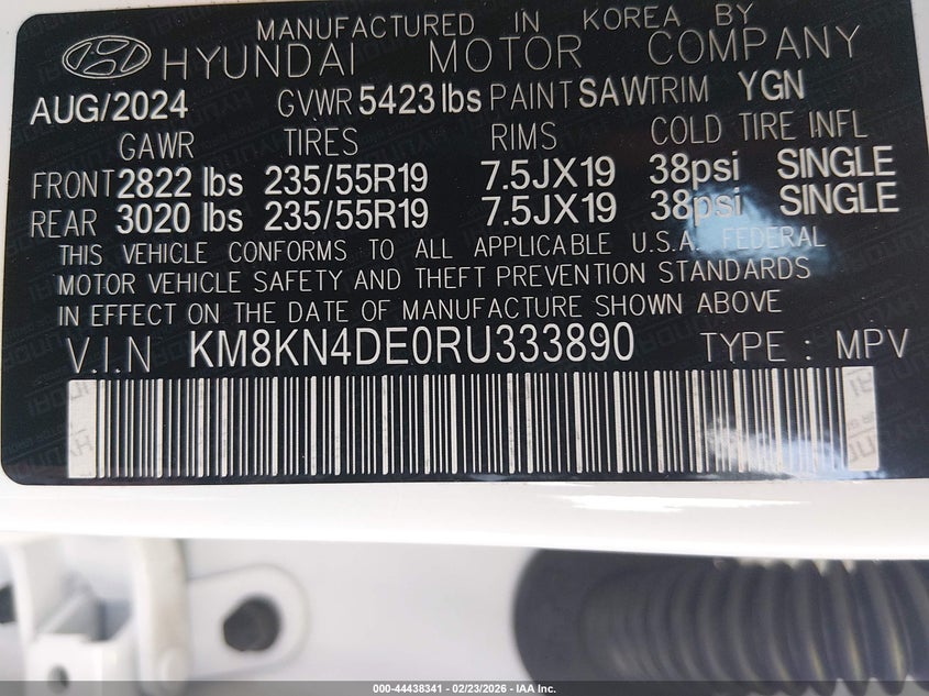 2024 Hyundai Ioniq 5 VIN KM8KN4DE0RU333890 IAAI salvage auction — FRONT END, Salvage Title, sold $3,400 on 2026-07-29 (photo 9)