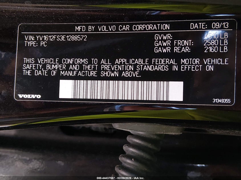2014 Volvo S60 VIN YV1612FS3E1288572 IAAI salvage auction — FRONT END, Salvage (Arkansas), sold $875 on 2026-07-08 (photo 9)