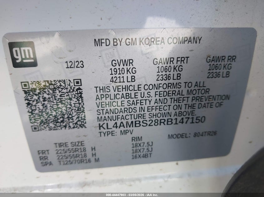 2024 Buick Encore gx VIN KL4AMBS28RB147150 IAAI salvage auction — FRONT END, Salvage Title, sold $3,050 on 2026-07-21 (photo 9)