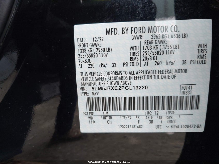 2023 Lincoln Aviator VIN 5LM5J7XC2PGL13220 IAAI salvage auction — RIGHT SIDE, Other, sold $10,850 on 2026-07-21 (photo 9)