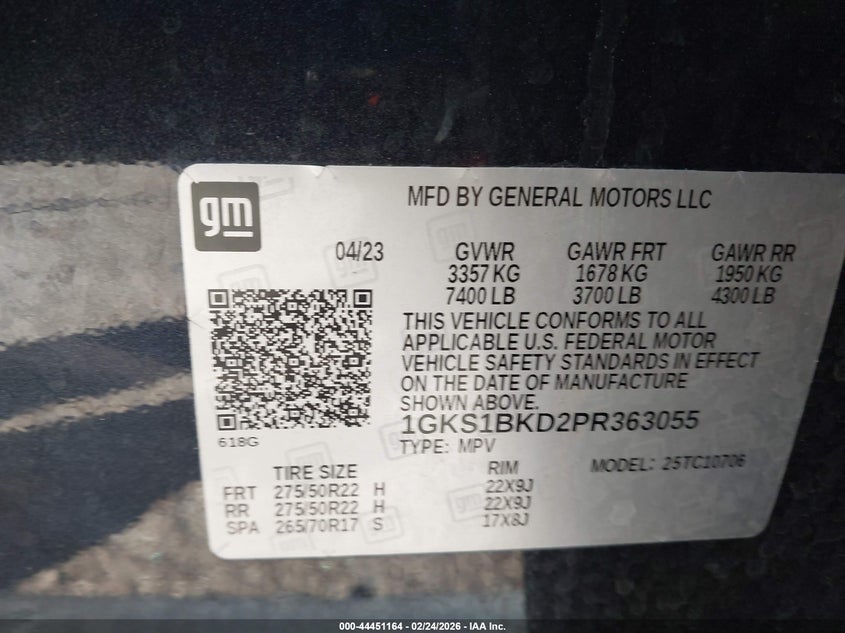 2023 Gmc Yukon VIN 1GKS1BKD2PR363055 IAAI salvage auction — LEFT FRONT, Other, sold $24,975 on 2026-08-01 (photo 9)