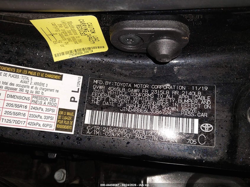 2020 Toyota Corolla VIN JTND4RBE6L3086724 IAAI salvage auction — FRONT END, Salvage (Oregon), sold $3,750 on 2026-07-09 (photo 9)