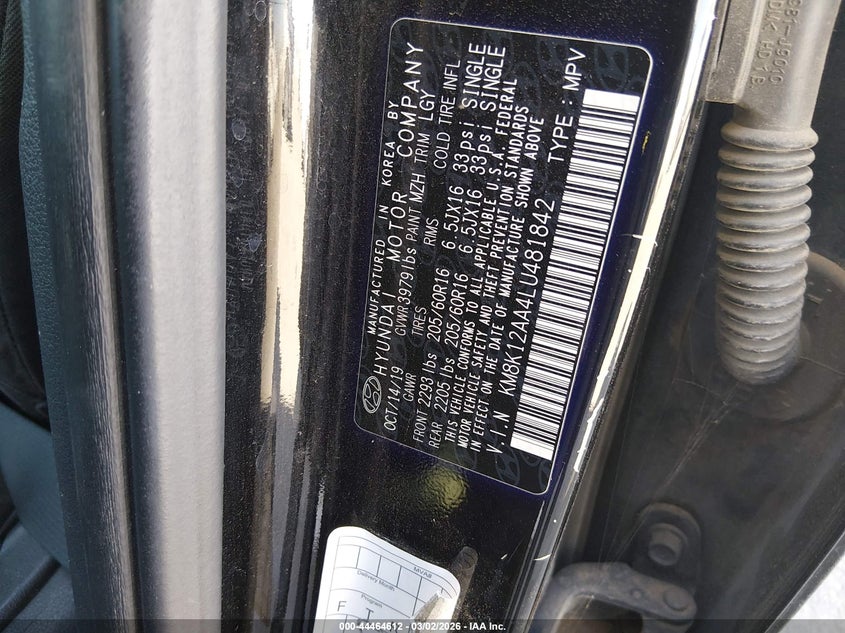 2020 Hyundai Kona VIN KM8K12AA4LU481842 IAAI salvage auction — FRONT END, Salvage Title, sold $1,600 on 2026-07-13 (photo 9)