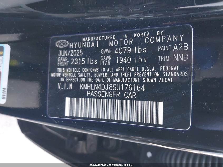 2025 Hyundai Elantra VIN KMHLN4DJ8SU176164 IAAI salvage auction — REAR END, Other, sold $8,800 on 2026-07-24 (photo 9)