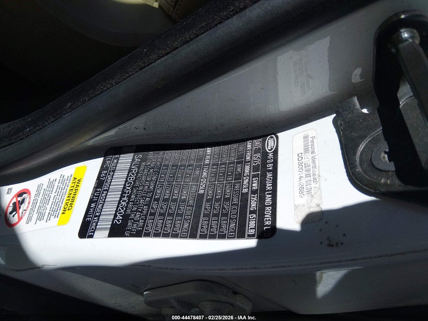 2015 Land rover Range rover evoque VIN SALVR2BGXFH062042 IAAI salvage auction — FRONT END, Salvage (Colorado), sold $1,450 on 2026-07-07 (photo 9)