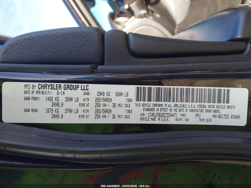 2014 Jeep Grand cherokee VIN 1C4RJFBG2EC554471 IAAI salvage auction — LEFT FRONT, Salvage (Montana), sold $2,950 on 2026-07-22 (photo 9)
