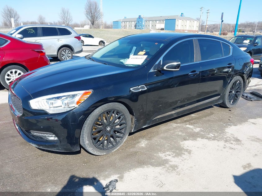 2015 Kia K900 VIN KNALU4D4XF6024511 IAAI salvage auction — RIGHT FRONT, Salvage Title, sold $1,650 on 2026-07-14 (photo 2)