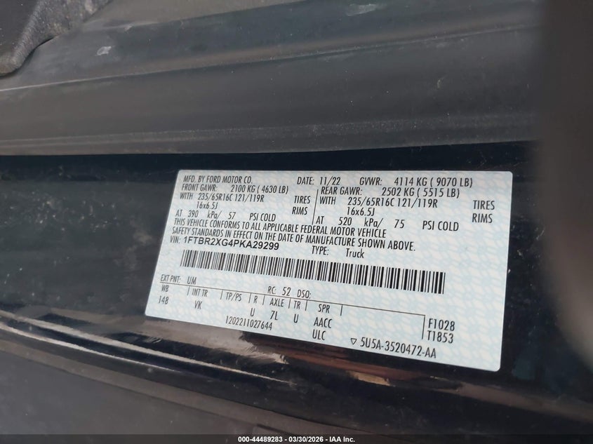 2023 Ford Transit-250 VIN 1FTBR2XG4PKA29299 IAAI salvage auction — REAR END, Regular Certificate (Iowa), sold $23,950 on 2026-07-14 (photo 9)