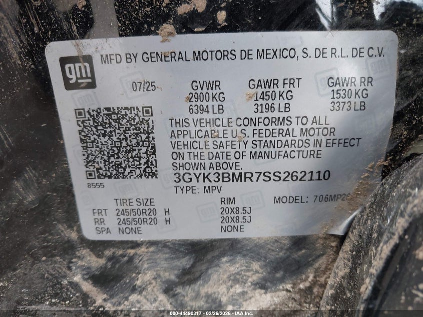 2025 Cadillac Optiq VIN 3GYK3BMR7SS262110 IAAI salvage auction — LEFT SIDE, Salvage Title, sold $9,150 on 2026-08-27 (photo 9)