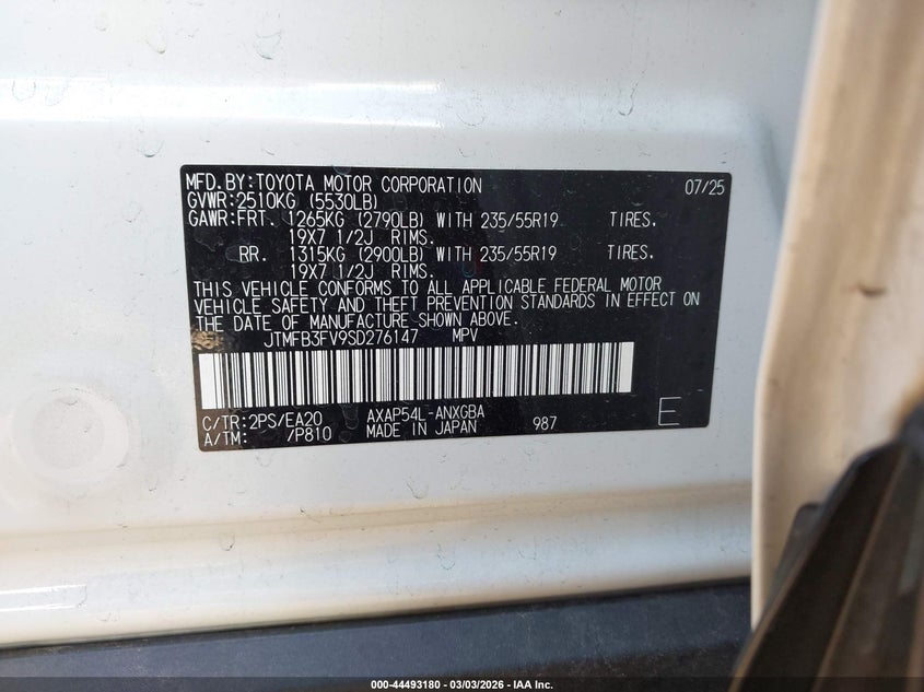 2025 Toyota Rav 4 VIN JTMFB3FV9SD276147 IAAI salvage auction — FRONT END, Original (Texas), sold $18,500 on 2026-07-14 (photo 9)