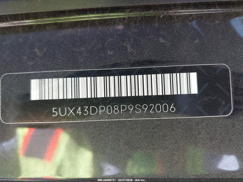 2023 BMW X3 VIN 5UX43DP08P9S92006 IAAI salvage auction — BURN, Non-Repairable (California), sold $275 on 2026-07-23 (photo 9)