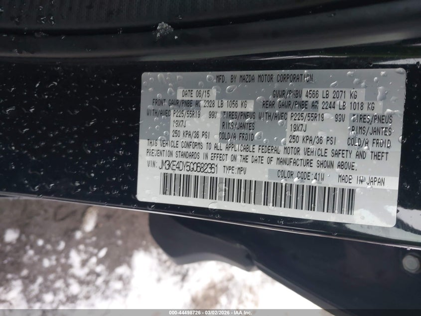 2016 Mazda Cx-5 VIN JM3KE4DY5G0682361 IAAI salvage auction — RIGHT FRONT, Salvage - Greater Than 75% (Maryland), sold $3,350 on 2026-07-14 (photo 9)