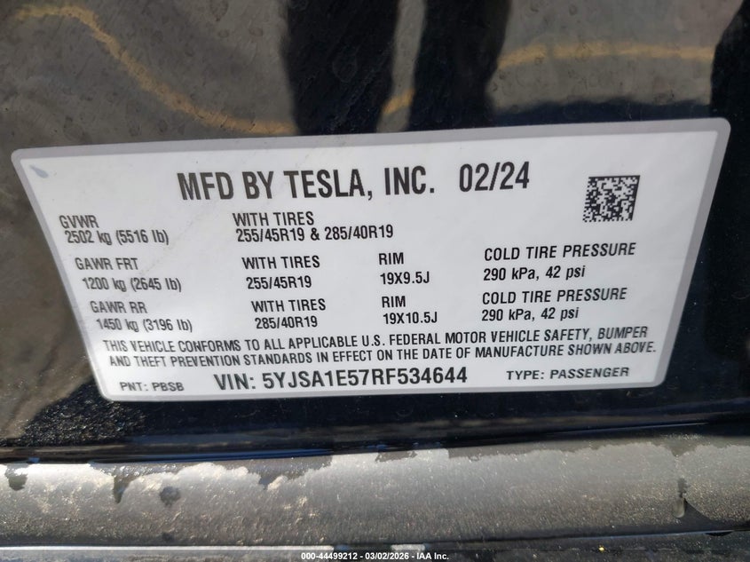 2024 Tesla Model s VIN 5YJSA1E57RF534644 IAAI salvage auction — FRONT END, Salvage (Oregon), sold $26,300 on 2026-07-09 (photo 9)